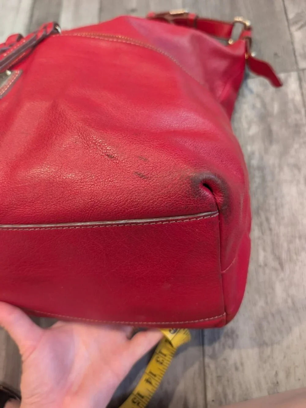 Dooney & Bourke Large Red Leather Hobo Shoulder Bag GUC